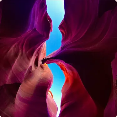 Sunlight passing through a colourful canyon