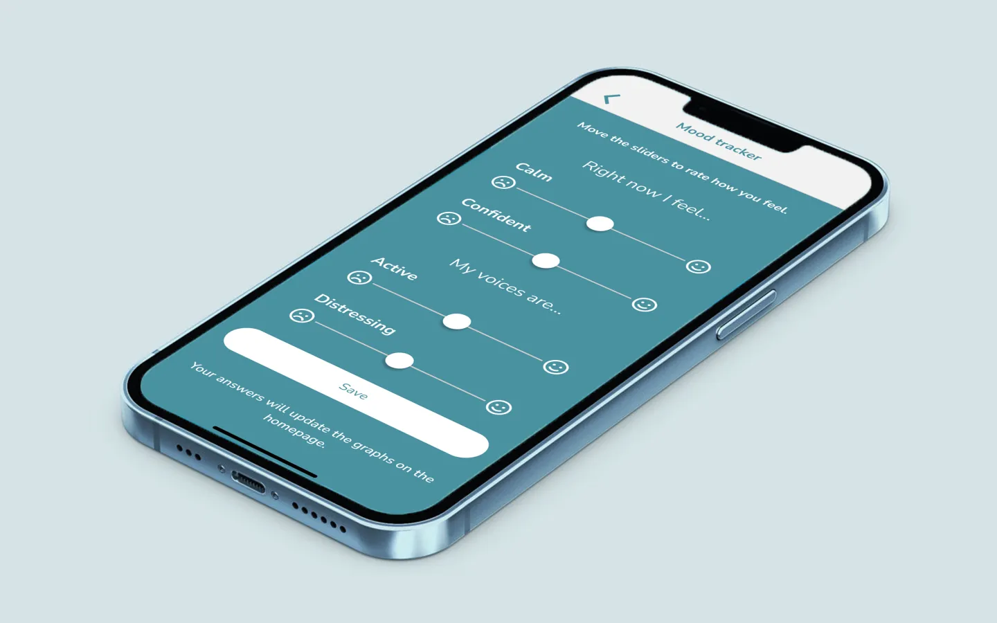 NHS Sussex Voices mood tracker shown on a phone